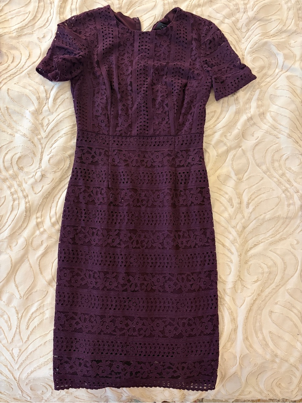 Tahari Eggplant Lace Midi Dress